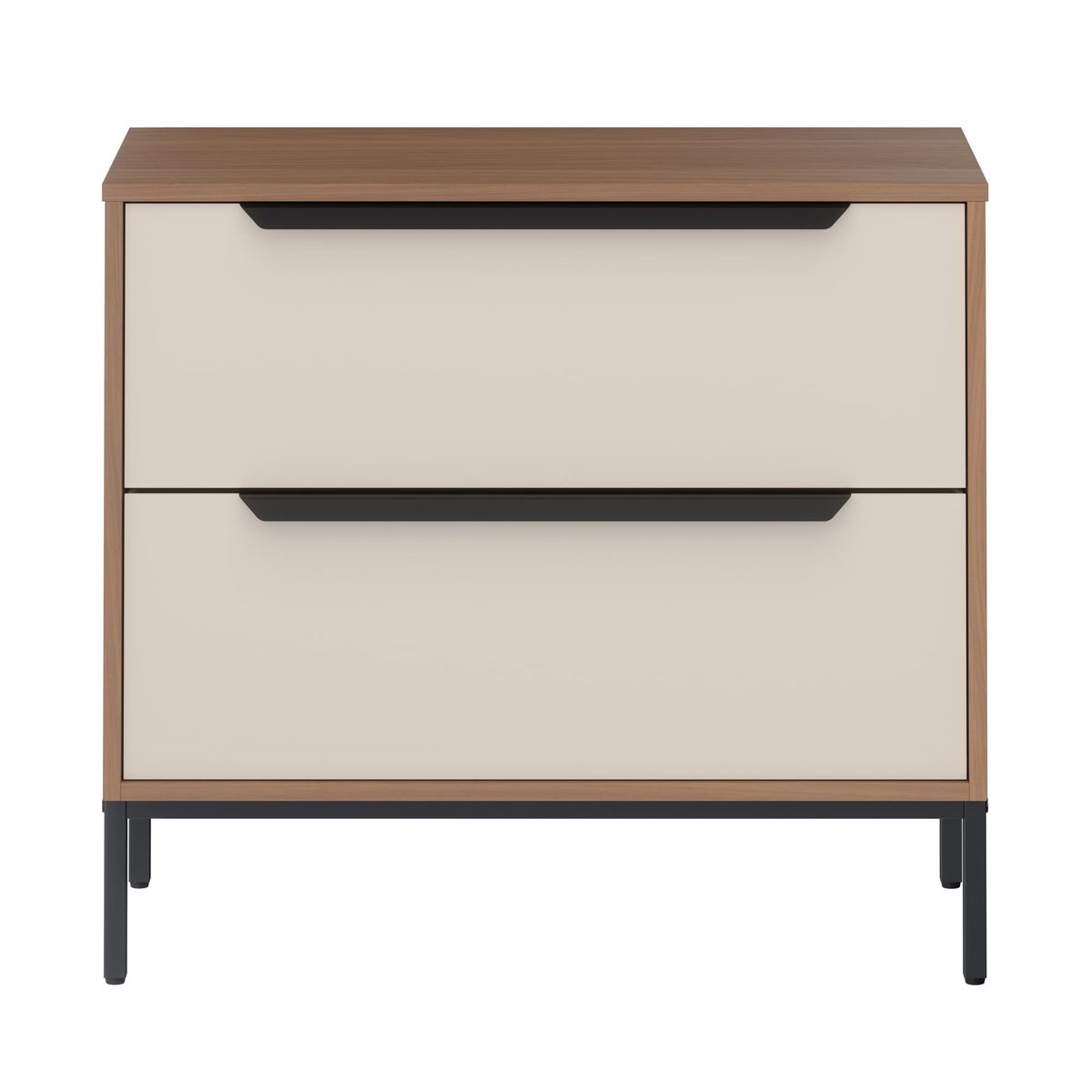 GENERICO - Velador de 2 Cajones Liviano Blanco-Cafe MDF