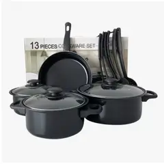ATLAS - Set De Batería 13 Pcs Antiadherente Negra