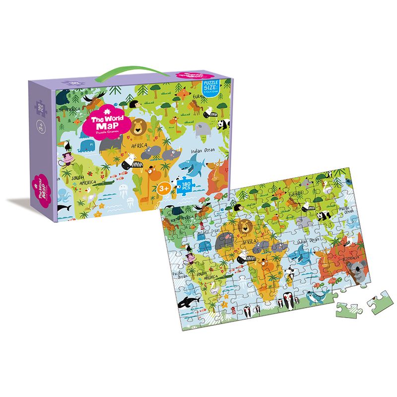 VADELL - Puzzle Infantil 180 piezas Mapa Mundo Animado