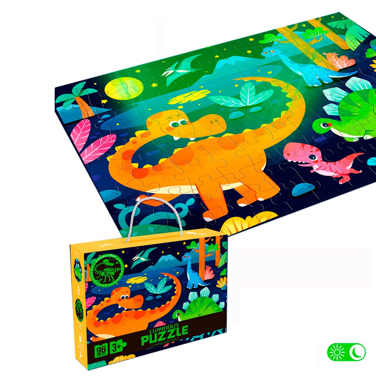 VADELL - Puzzle Infantil luminoso 96 piezas Dinosaurios