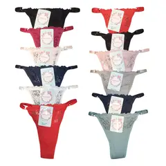 FASHIONS - Docena de colaless de algodón encaje talla estándar ajustable