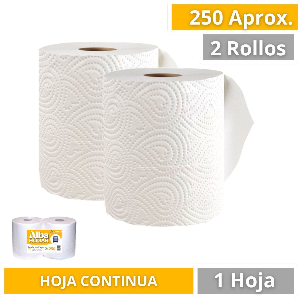 GENERICO - Toalla De Papel Absorbente Alba Hogar 2 x 250aprox.