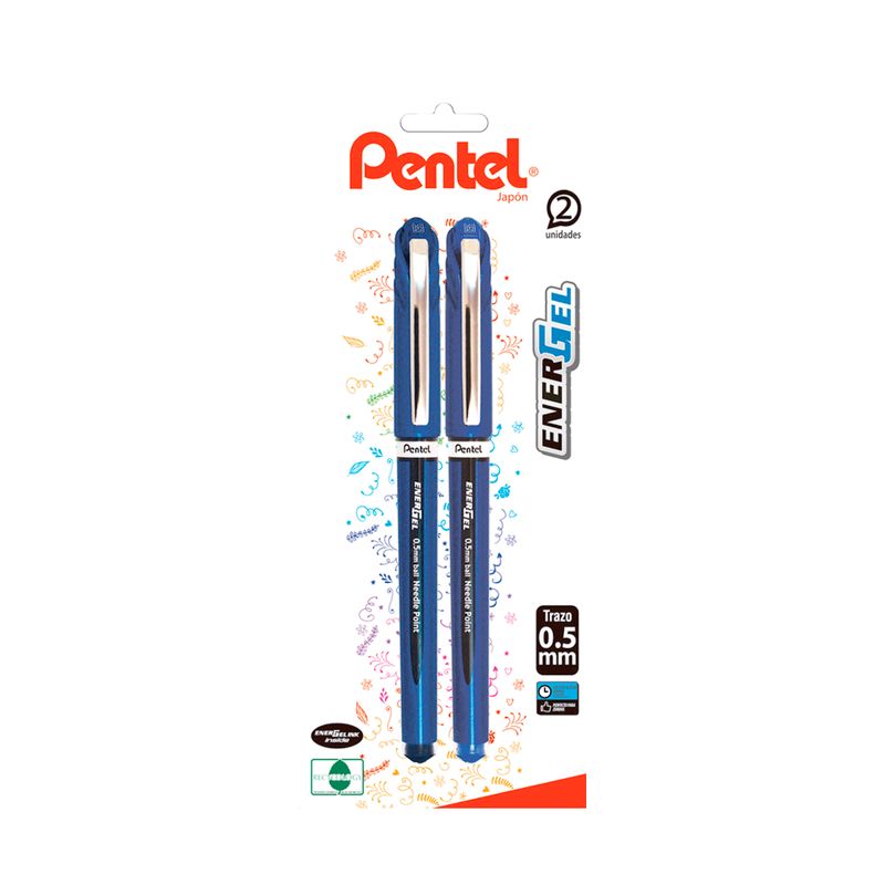 PENTEL - Set 2 Lápices Gel 0,5 mm (Azul y Negro)
