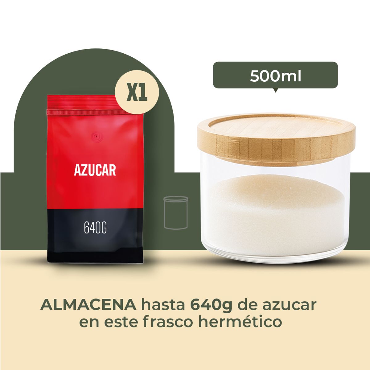 GENERICO - Frasco Contenedor Tarro Hermético Vidrio Tapa Bambú 500ml