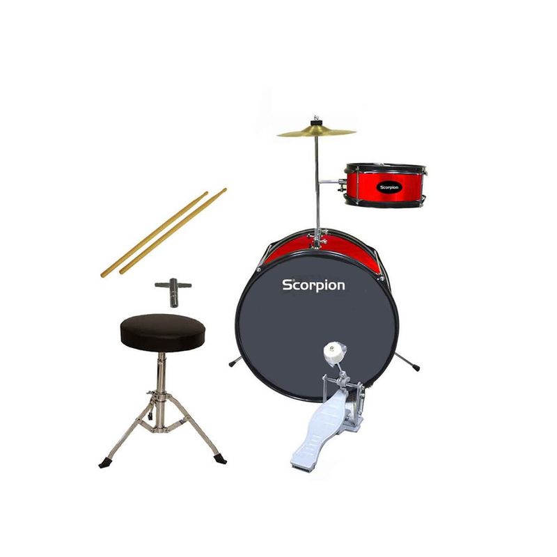 SCORPION - Bateria De niños Scorpion Con Sillin Baquetas y Pedal