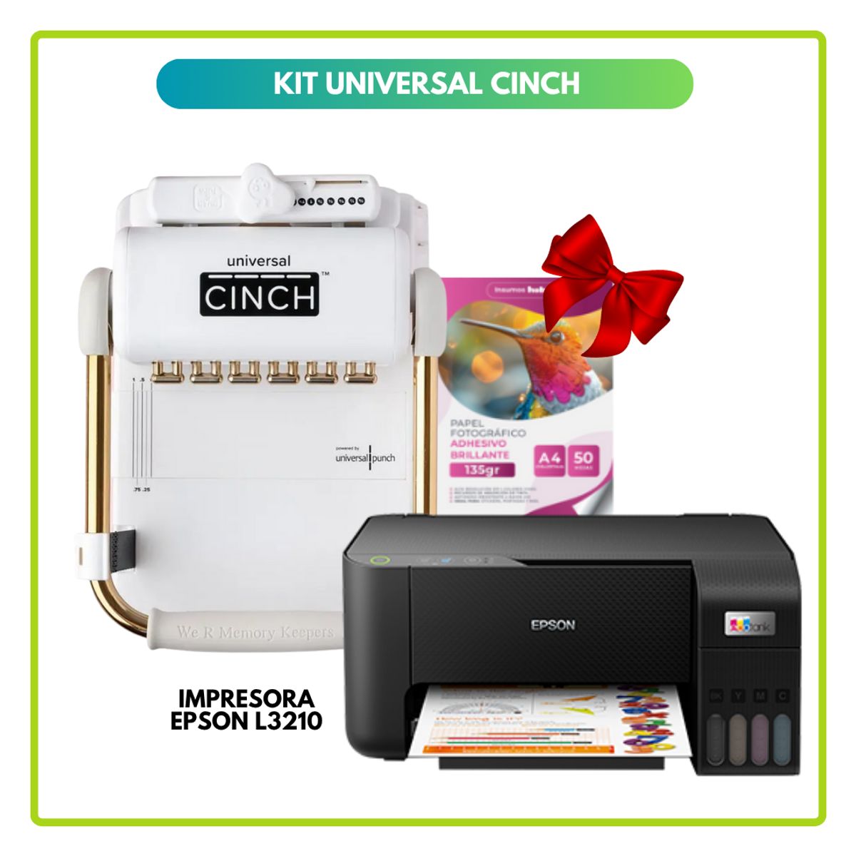 AMERICAN CRAFTS - Encuadernadora UNIVERSAL CINCH + INSUMOS 12 + REGALO