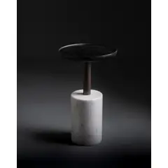 GENERICO - Mesa auxiliar de madera de fresno y mármol Harper