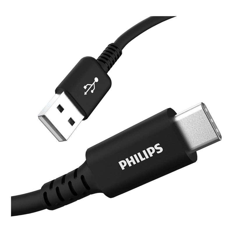 PHILIPS - CABLE DE DATOS Y CARGA PHILIPS USB A TIPO-C DLC2242A NEGRO