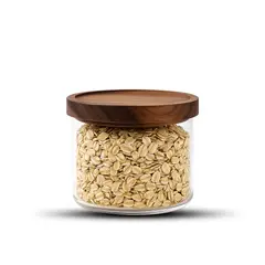 GENERICO - Frasco Contenedor Tarro Hermético Vidrio Tapa Acacia 500ml