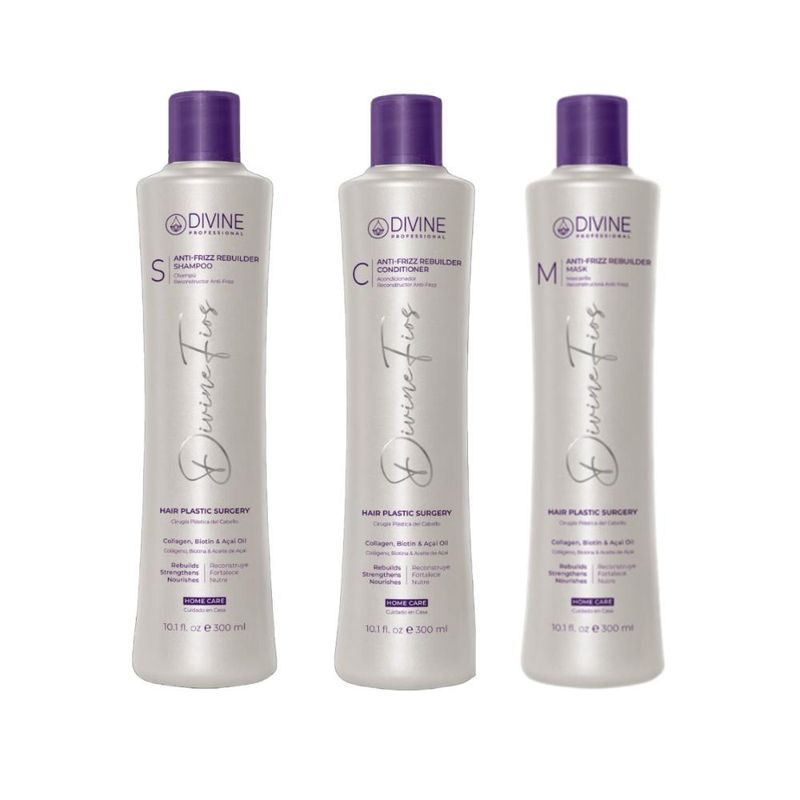 DIVINE PROFESSIONAL - Kit Home Care 3 pasos Shampoo+Acondicionador+Mascarilla Divine Professional
