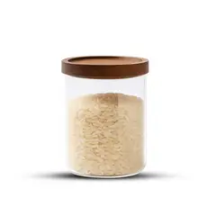 GENERICO - Frasco Contenedor Tarro Hermético Vidrio Tapa Acacia 800ml