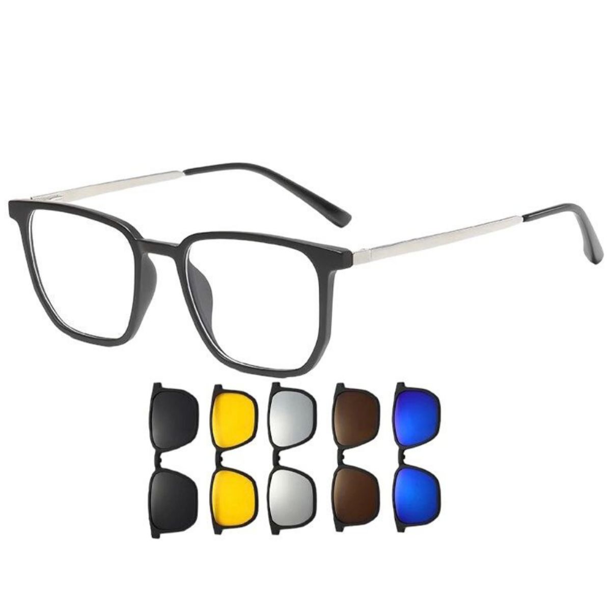 GENERICO - Lentes ópticos clip on polarizados 5 en 1 2376 uv 400 magnético
