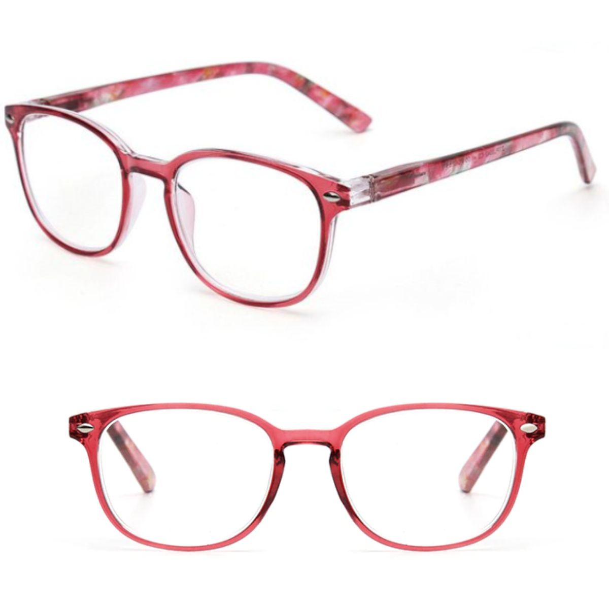 JM - Lentes de Lectura Presbicia +100 Rojo Anteojos Graduados Ópticos