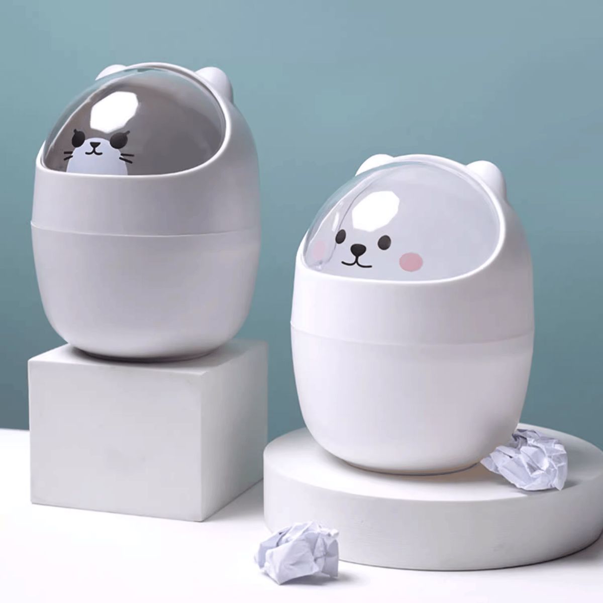 HOMESTAR - Papelera Escritorio con Tapa Blanco