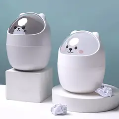 HOMESTAR - Papelera Escritorio con Tapa Blanco