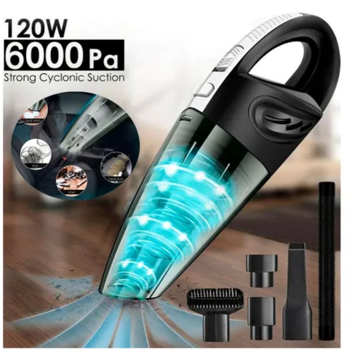 MOVI - ASPIRADORA INHALAMBRICA AUTO Y CASA CON ACCESORIOS