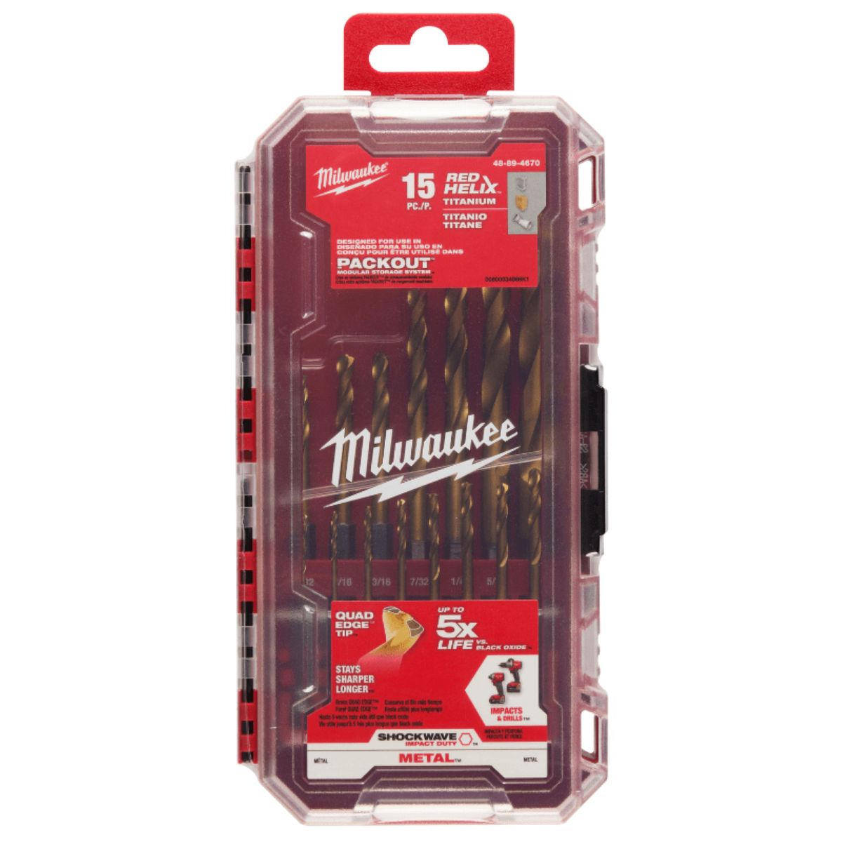 MILWAUKEE - Brocas Titanio de Impacto 15 PCS MILWAUKEE 48-89-4670