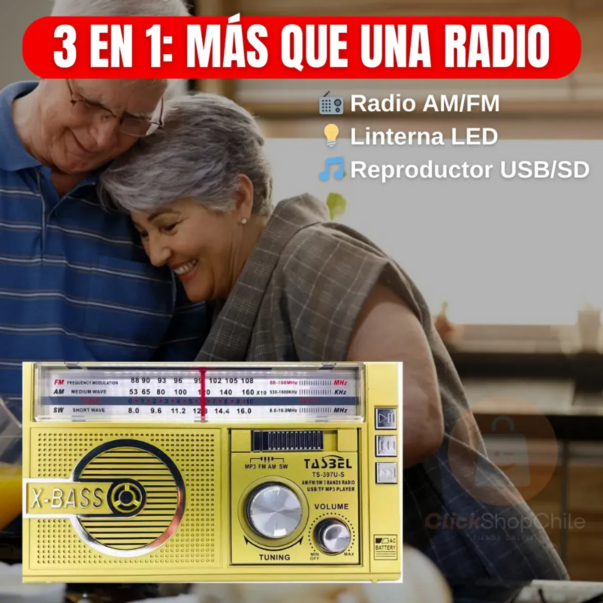 MOVI - RADIO AM-FM, CON LINTERNA, PANEL SOLAR, A PILAS Y RECARGABLE A 220