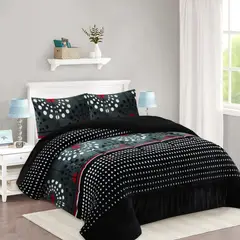 GENERICO - Plumon grande King diseño NEGRO FLOR Plush con chiporro feiya