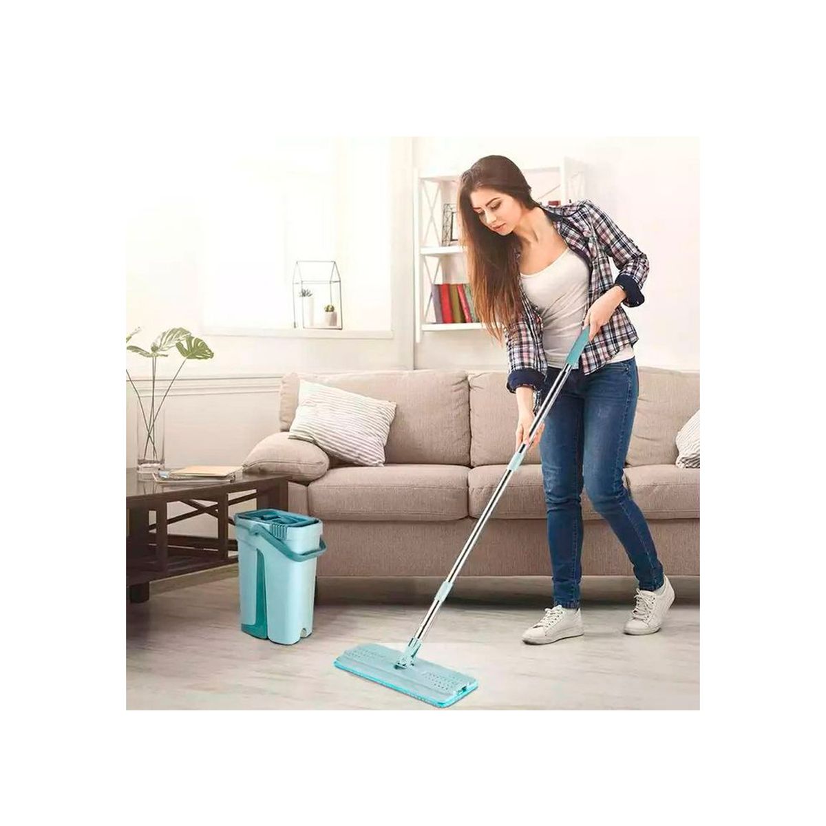 PUNTO STORE - Trapeador Mopa Plana Con Balde Escurridor - Ps