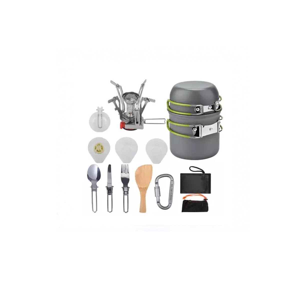 PUNTO STORE - Set Ollas Para Camping De 11 Piezas Con Cocinilla - Ps