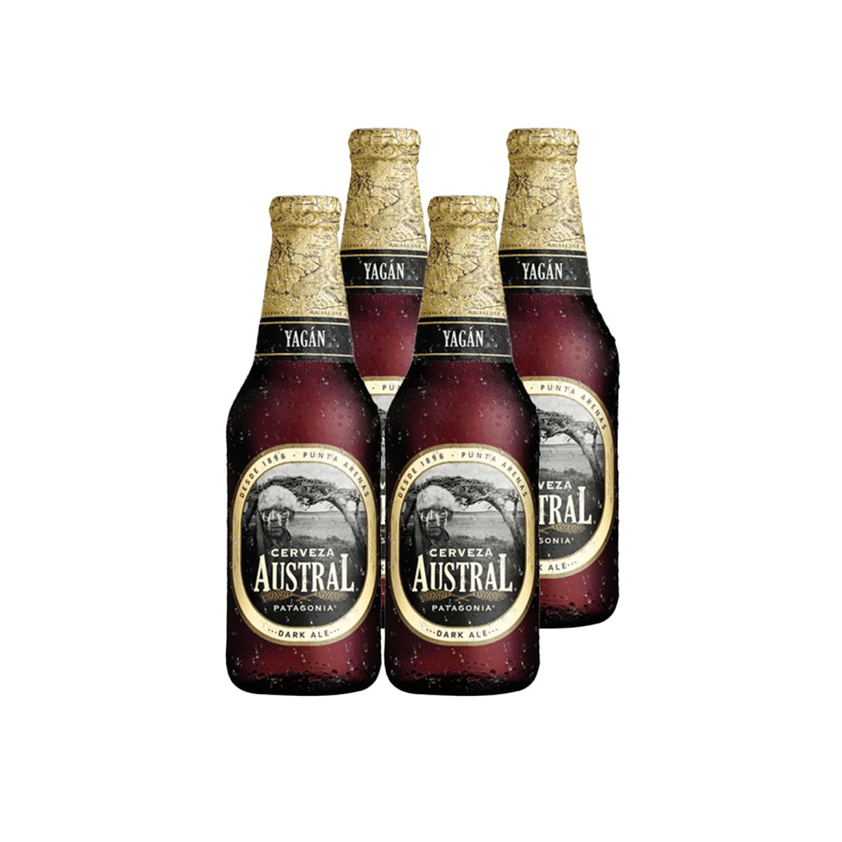 AUSTRAL - 4x Cerveza Austral Yagan Dark Ale Botellín 330cc