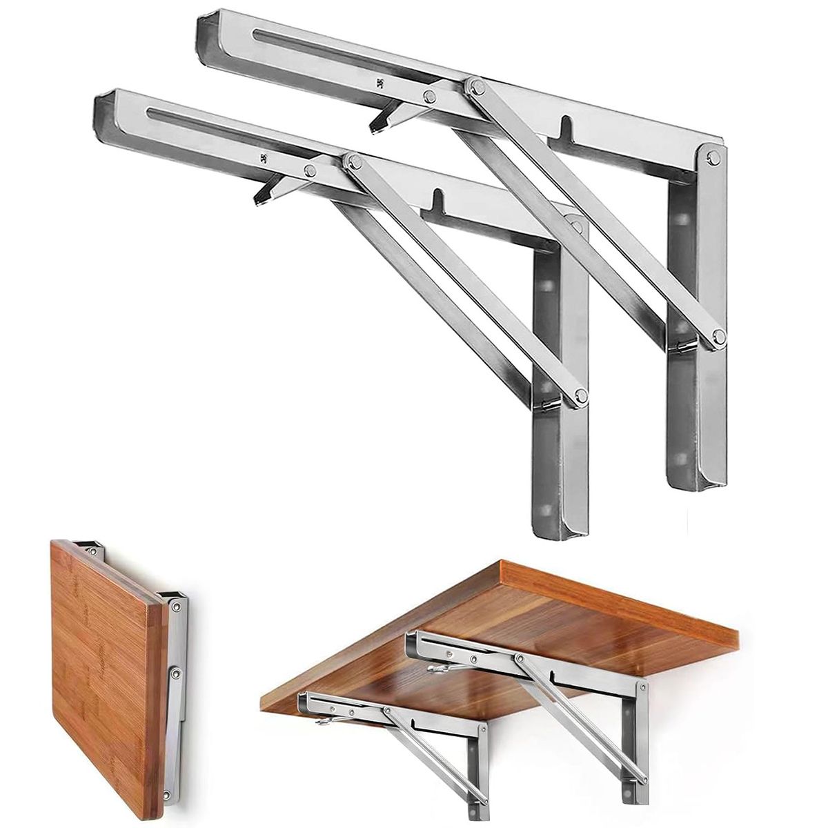 EINICIO - 2 Soportes De Estante Plegables De Acero Inoxidable Resisten