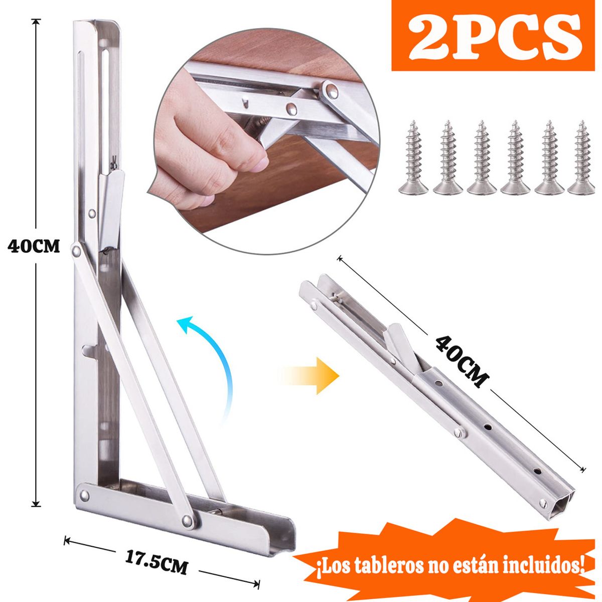 EINICIO - 2 Soportes De Estante Plegables De Acero Inoxidable Resisten