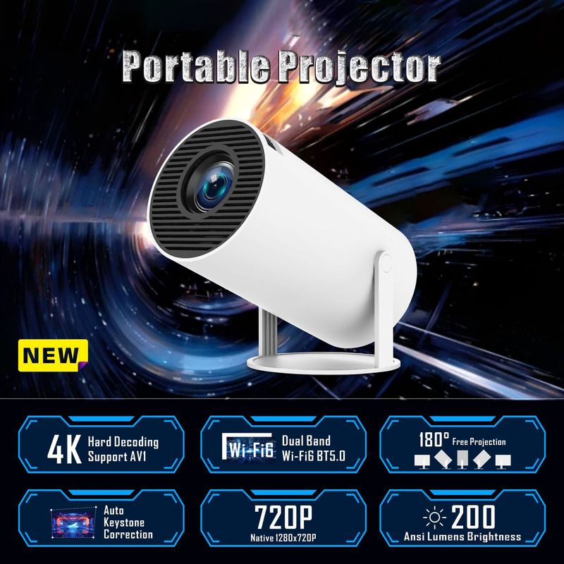 CASTLEN - Proyector Inteligente 200 ANSI USB HDMI WIFI
