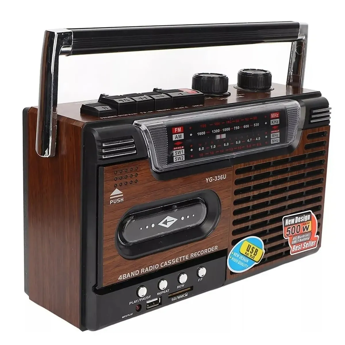 GENERICO - Radio Cassette Vintage Amfm Mp3 Sd Usb 220v O Pilas Retro