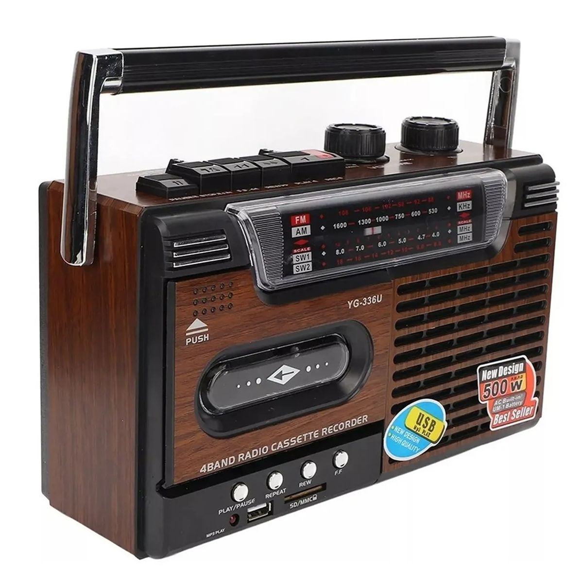 GENERICO - Radio Cassette Vintage Amfm Mp3 Sd Usb 220v O Pilas Retro