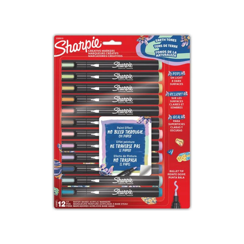 SHARPIE - 12 Marcadores Acrílicos Sharpie Punta Bala Tonos Tierra