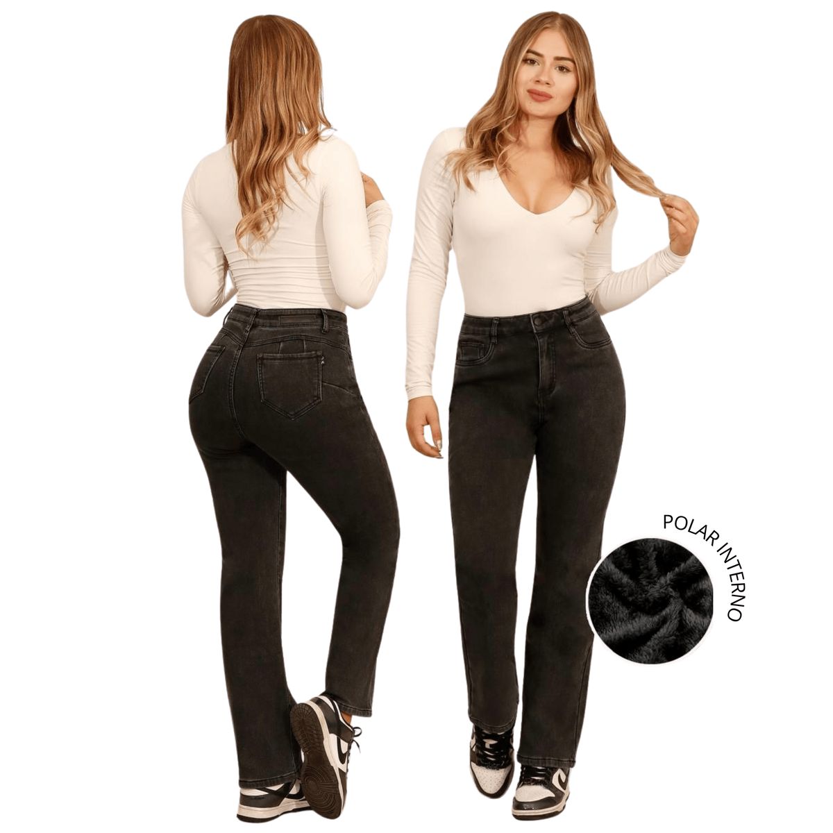 D'JOE - Jeans Pantalon Recto Forro Polar Mujer