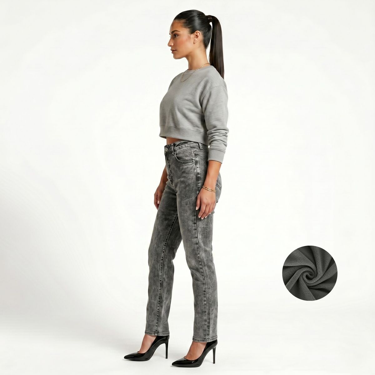 D'JOE - Jeans Pantalon Recto Forro Polar Mujer