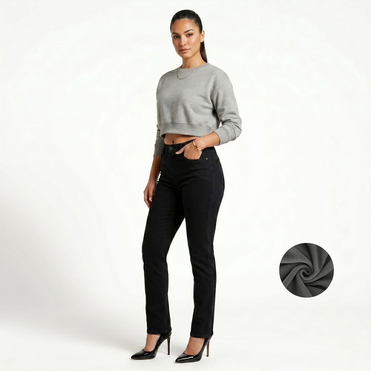 D'JOE - Jeans Pantalon Recto Forro Polar Mujer