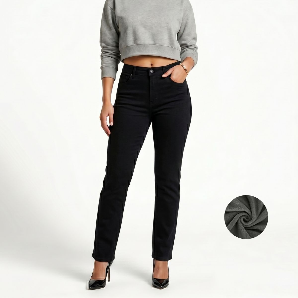 D'JOE - Jeans Pantalon Recto Forro Polar Mujer