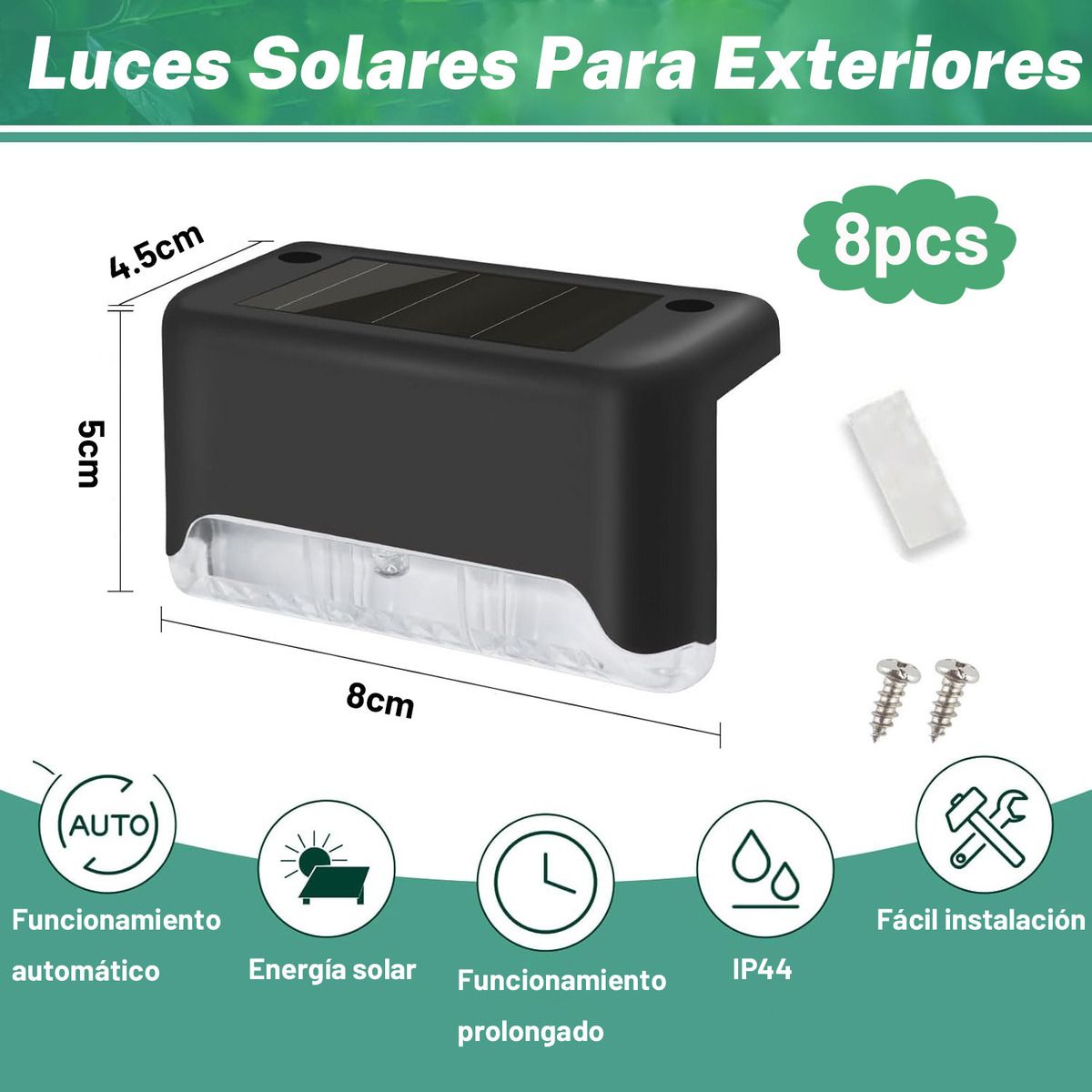 GENERICO - 8pcs Luces Solares Cubierta Para Escaleras Vallas Caminos
