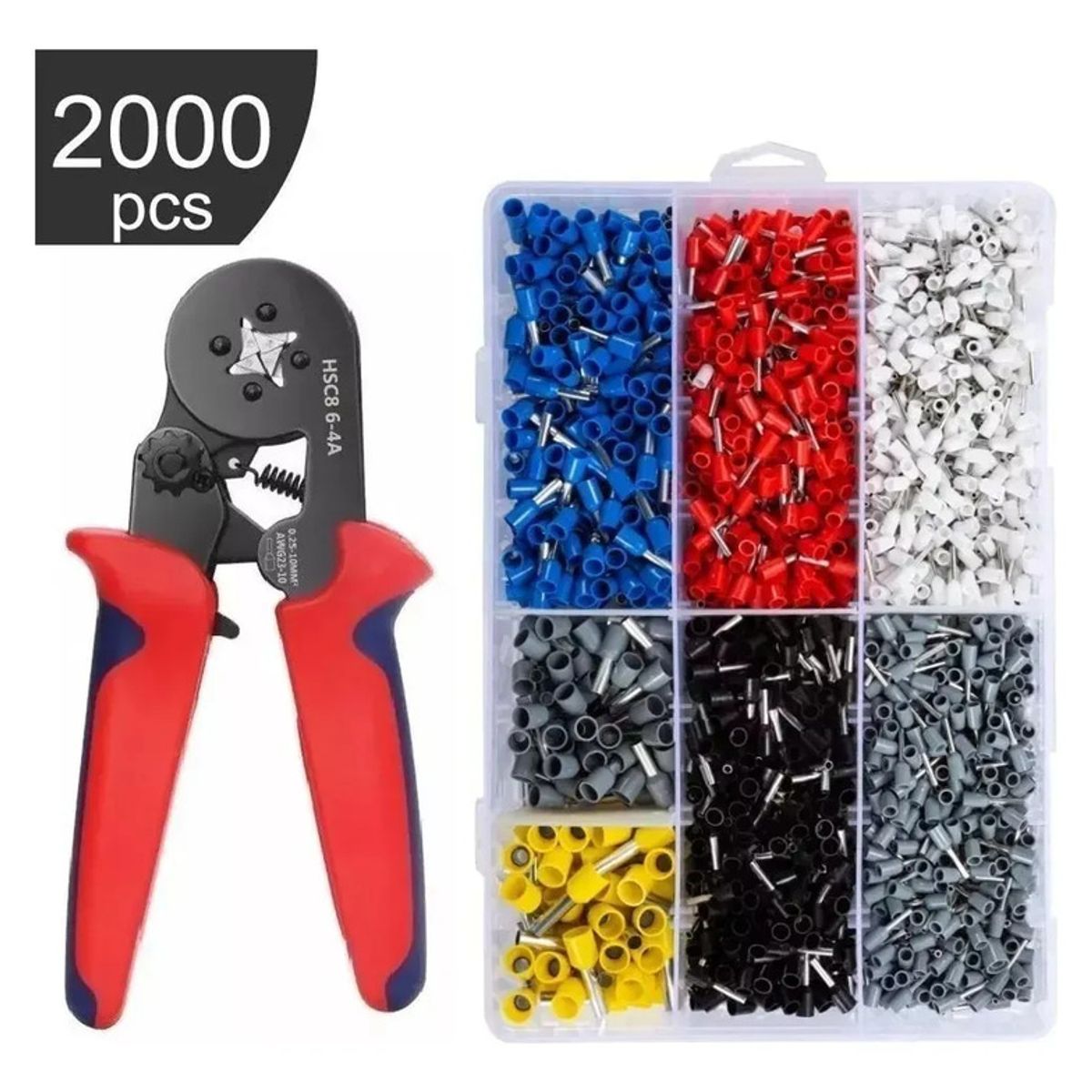 GENERICO - Alicate Aprieta Terminal Crimping Ferrule + 2000 Ferrules