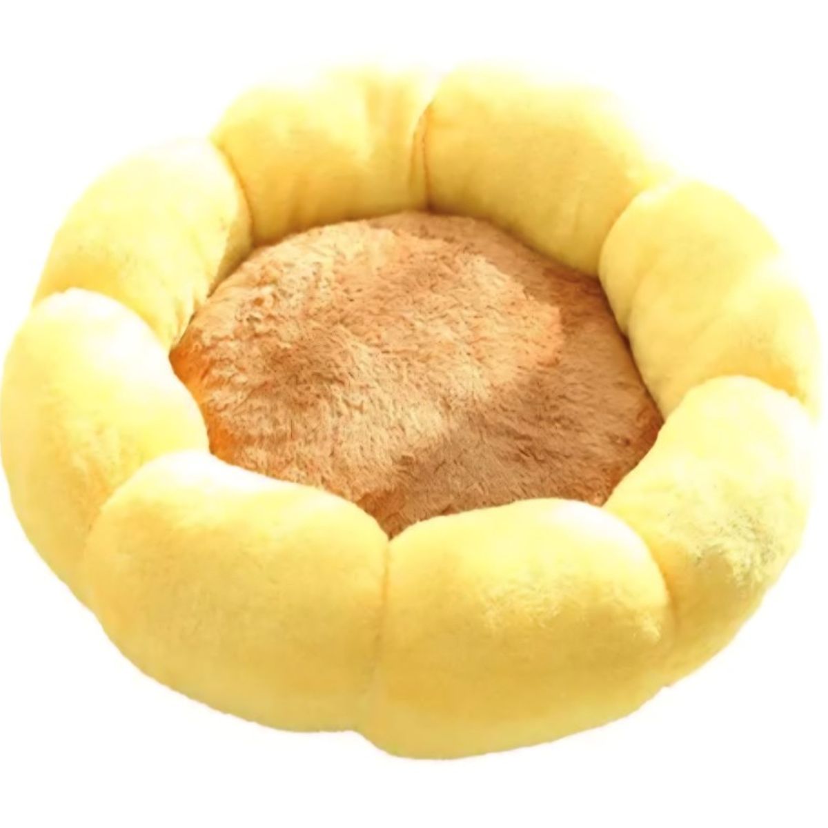 GENERICO - Cama Antiestrés para Mascotas Perro Gato 55cm Flor Amarillo