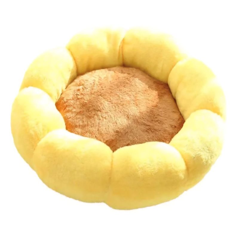 GENERICO - Cama Antiestrés para Mascotas Perro Gato 55cm Flor Amarillo