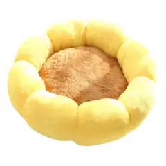 GENERICO - Cama Antiestrés para Mascotas Perro Gato 55cm Flor Amarillo