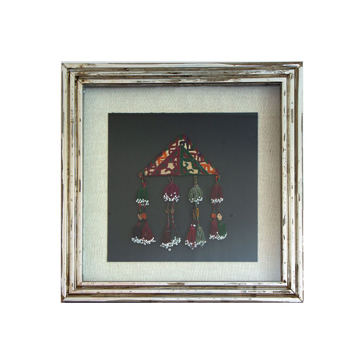 TURKUAZ - Cuadro de textil étnico muska plateado 2