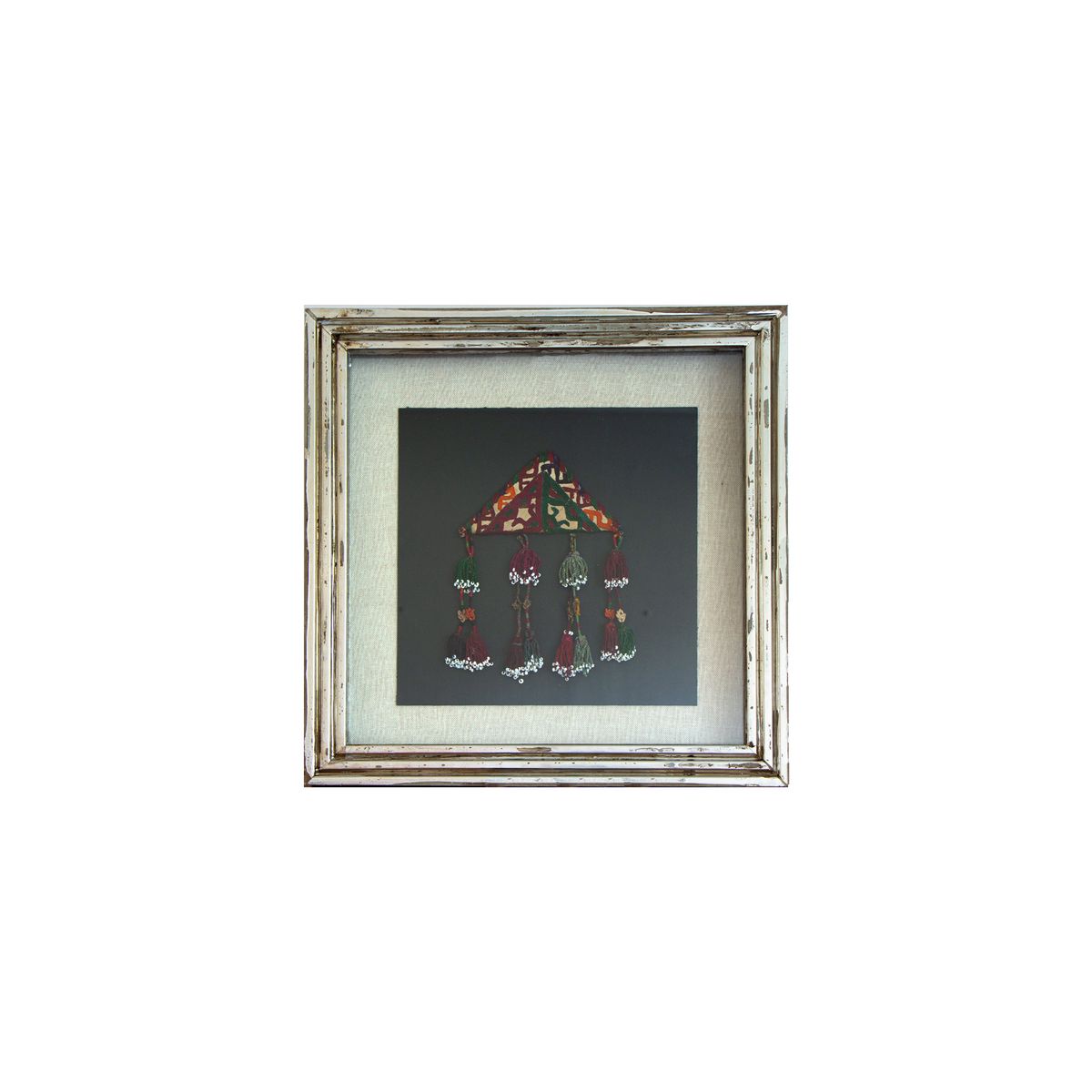 TURKUAZ - Cuadro de textil étnico muska plateado 2