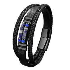 GENERICO - Pulsera Cuero Piedra Lapislazuli Hombre Moda Royal Madriz