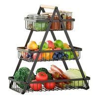 Cesta Frutas Vegetales Organizador Multiuso 3 Niveles Negro Negro