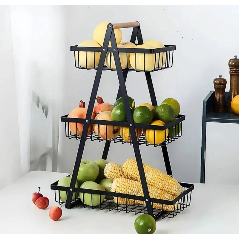 GENERICO - Organizador Cesta Frutas Vegetales Multiuso 3 Niveles