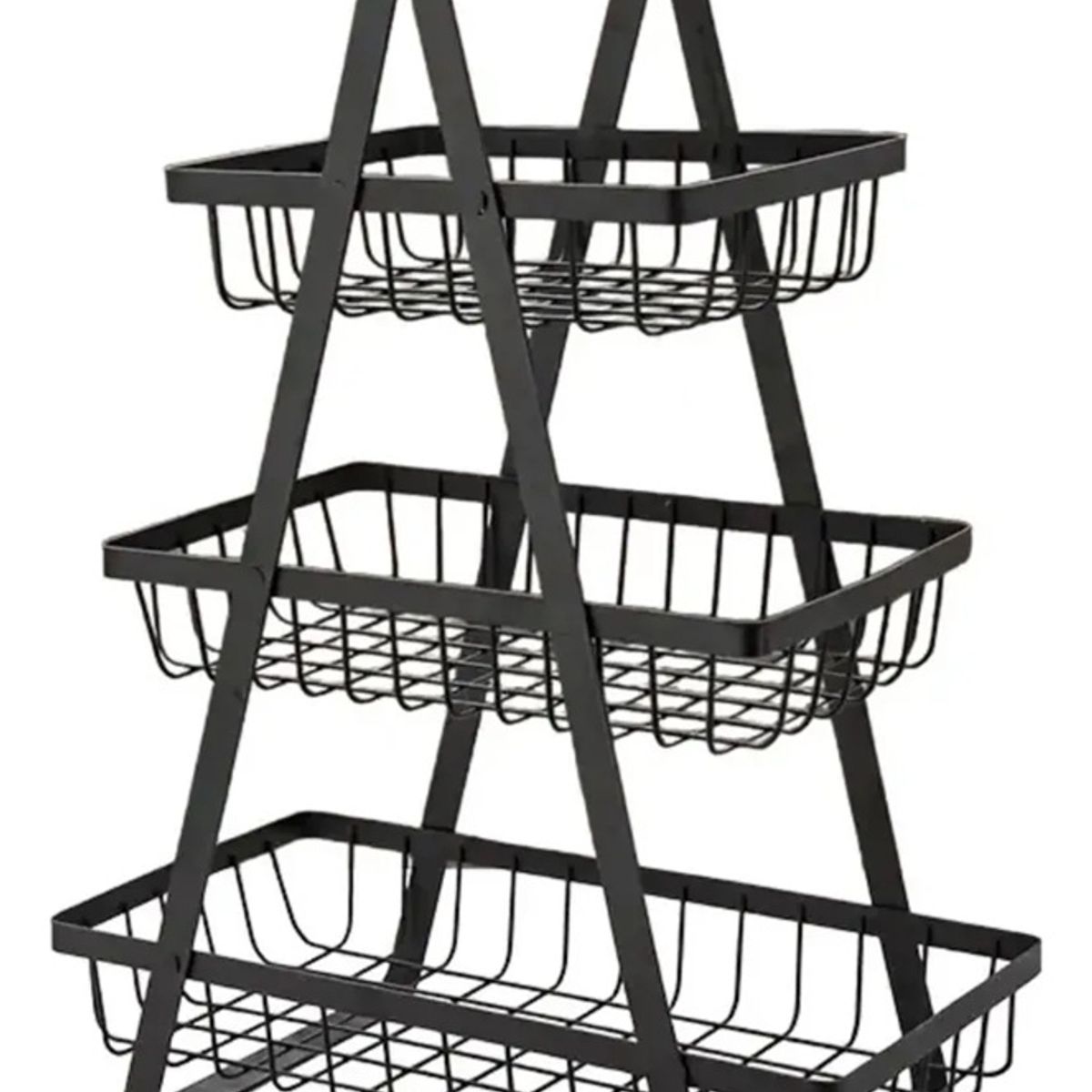 GENERICO - Organizador Multiuso 3 Niveles Cesta Frutas Vegetales Negro