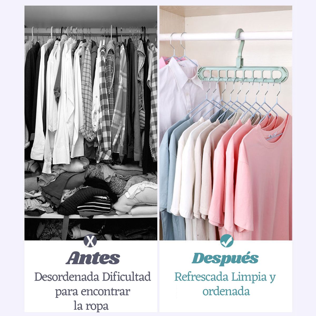 EINICIO - 10 Organizador de Armario Ahorro de Espacio Percha de Ropa