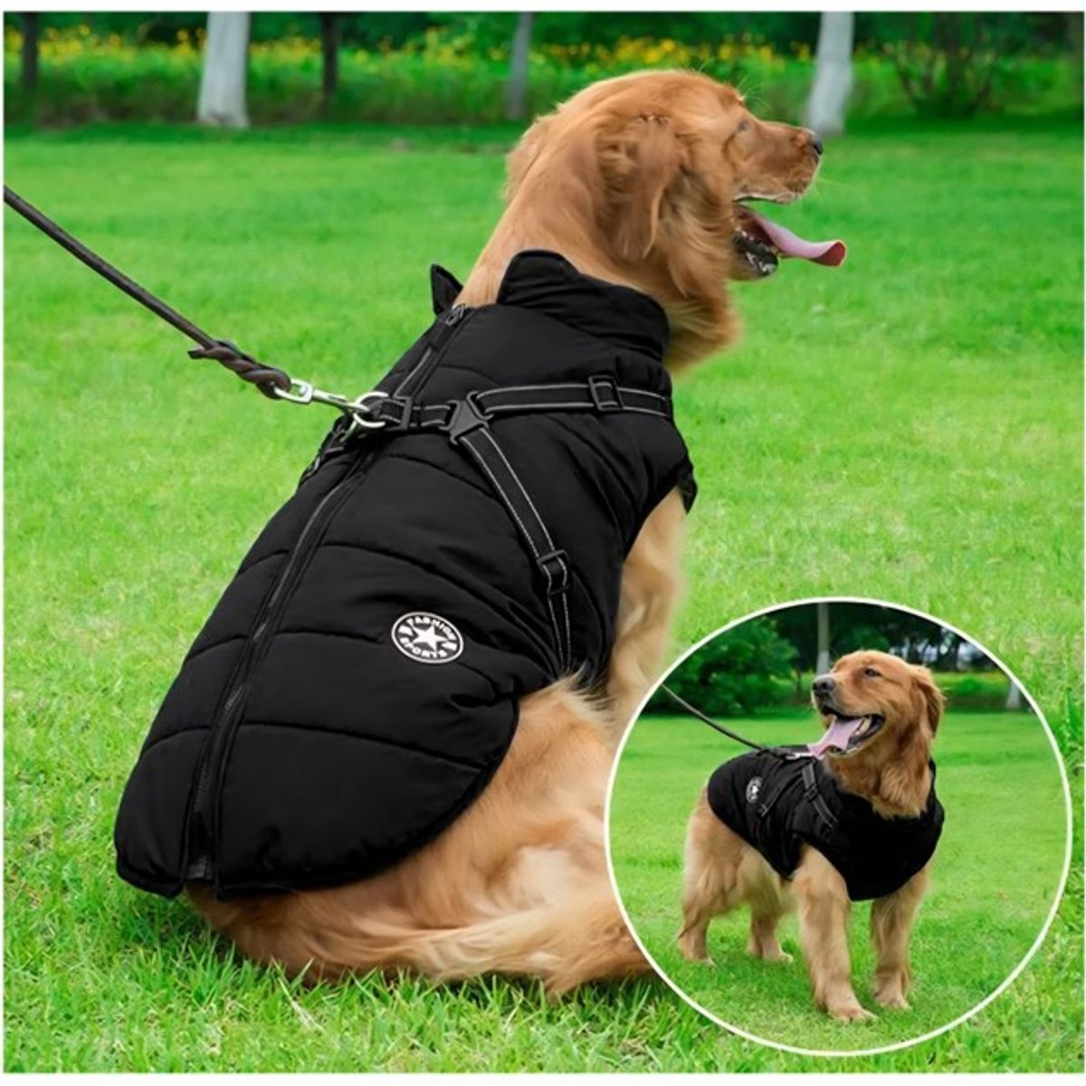 MASCO TODO - Parka Chaqueta Impermeable Perro Talla XL Negro