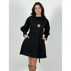 ENIGMATICA BOUTIQUE - Vestido Lanilla Cuello Tortuga - Petroleo